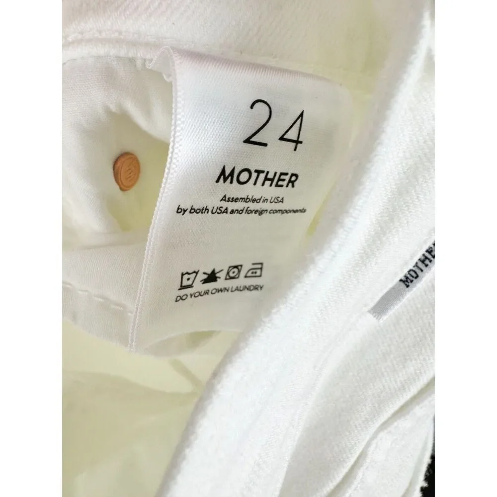 MOTHER Sz 24 The Insider Crop Step Fray Fairest White Straight Leg Jeans - Picture 10 of 11